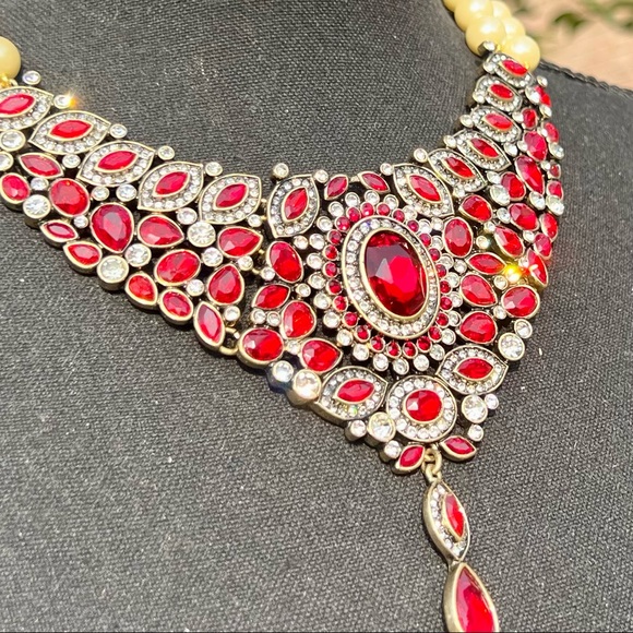 Heidi Daus "Worth Waiting For" cyan red drop 2-strand faux pearl  necklace - Picture 13 of 14